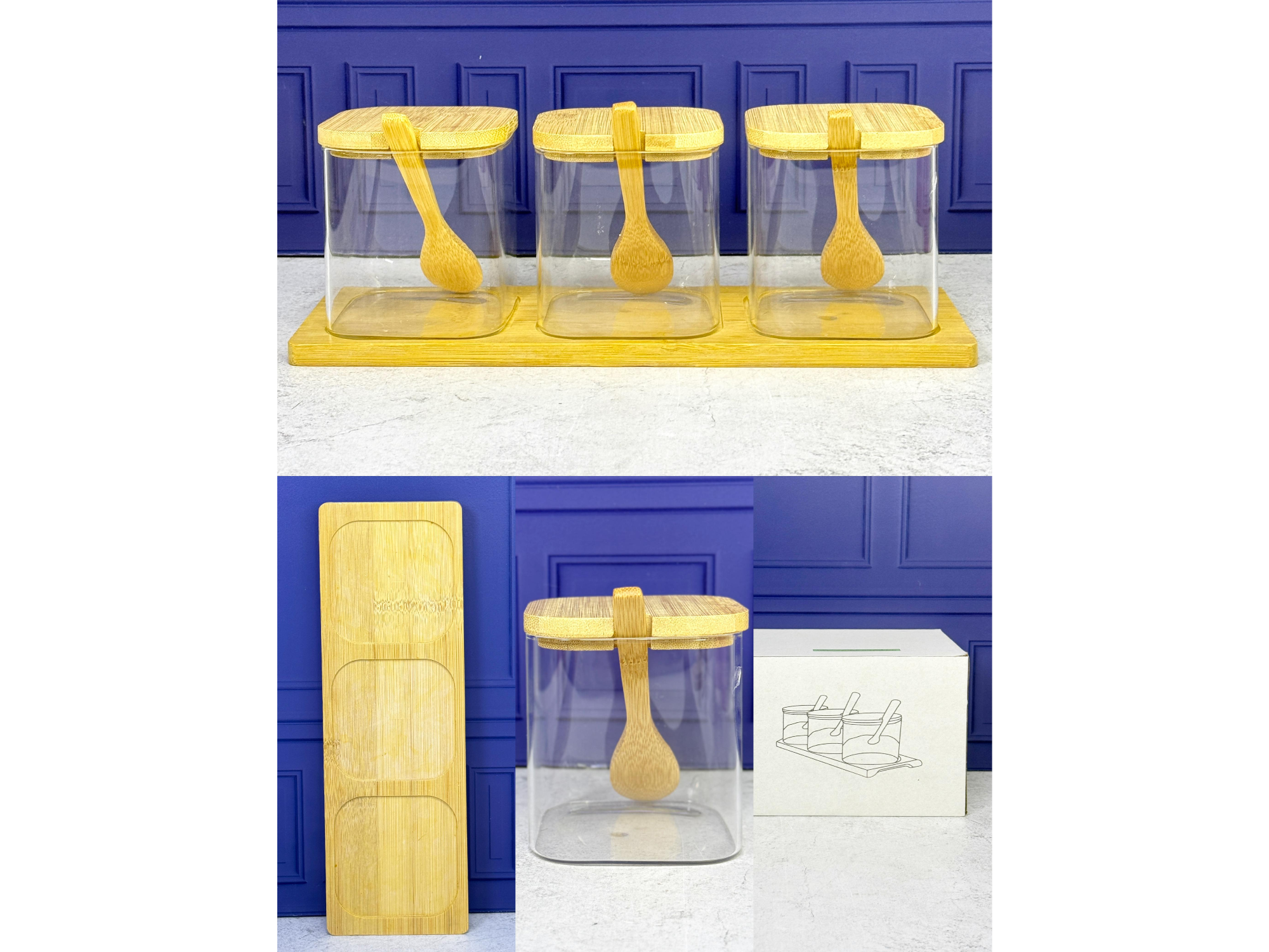 Set frascos de vidrio tapa bambu