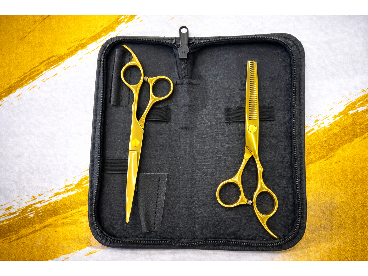 Kit Tijera Pulir y Corte con Estuche Doradas