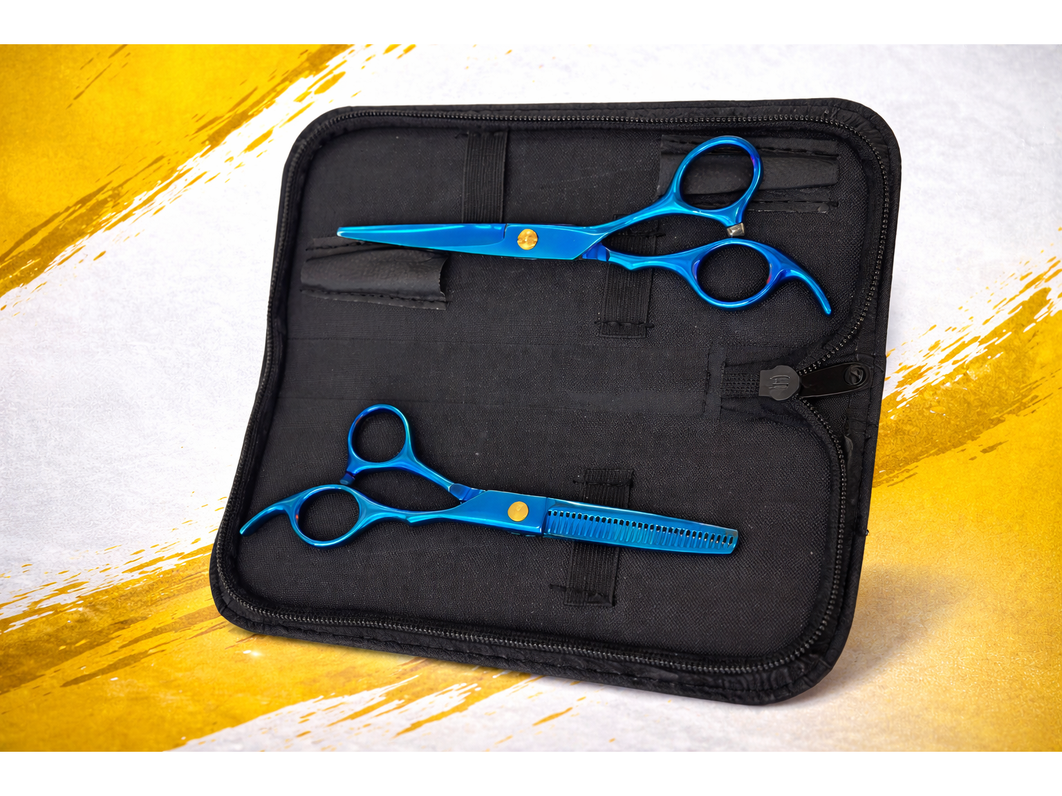 Kit Tijera Pulir y Corte con Estuche Azules