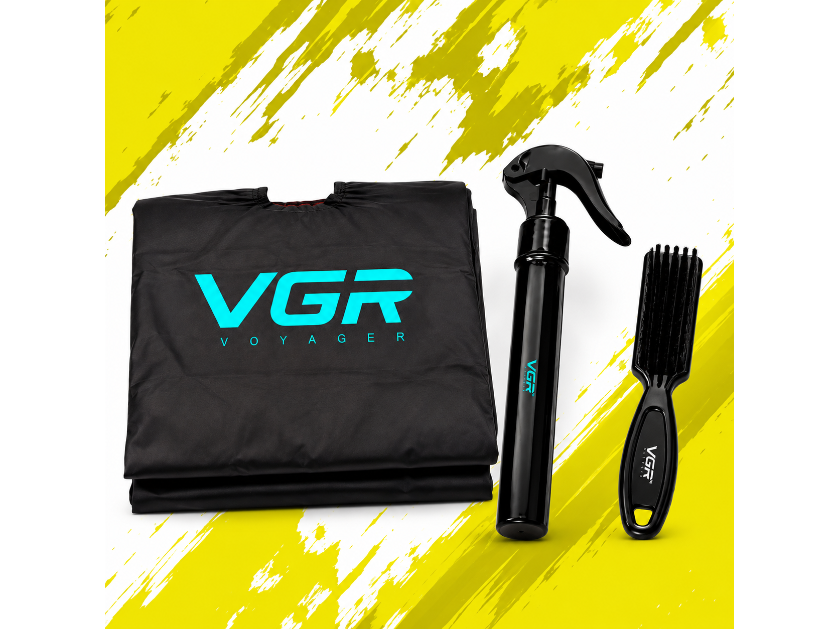 Kit Set Barberia Peluqueria Capa Con Cepillo Y Spray