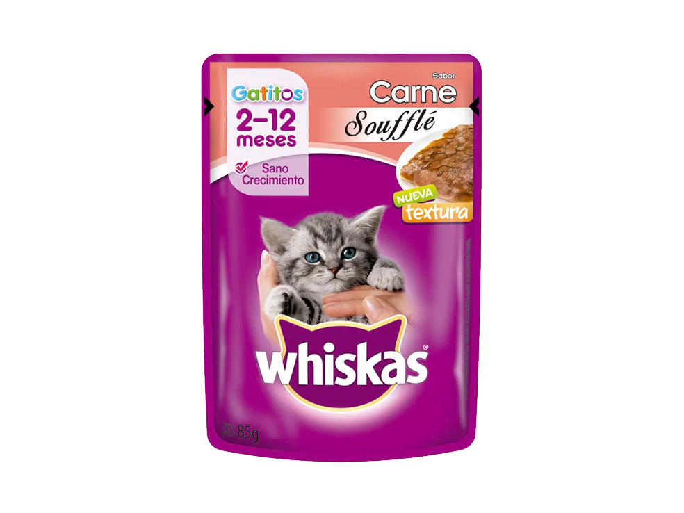 Whiskas Pouch Gatitos Carne Souffle x85g.