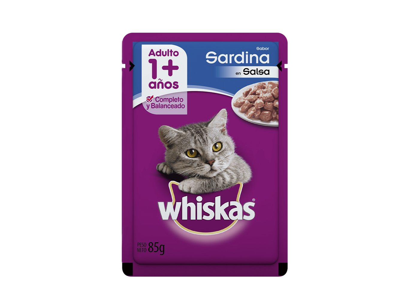 Whiskas Pouch Adultos Sardina Salsa x85.