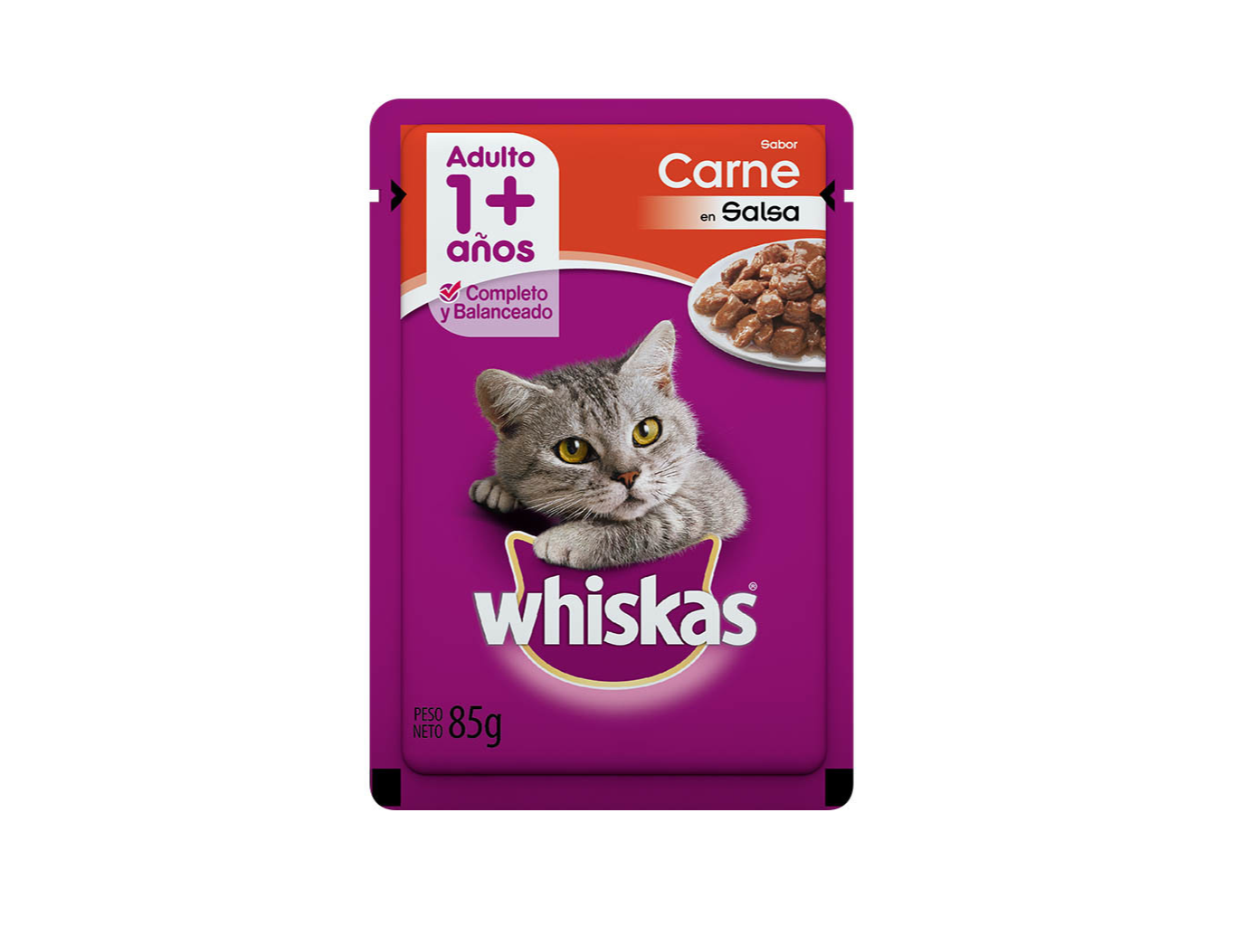 Whiskas Pouch Adultos Carne Salsa x85.