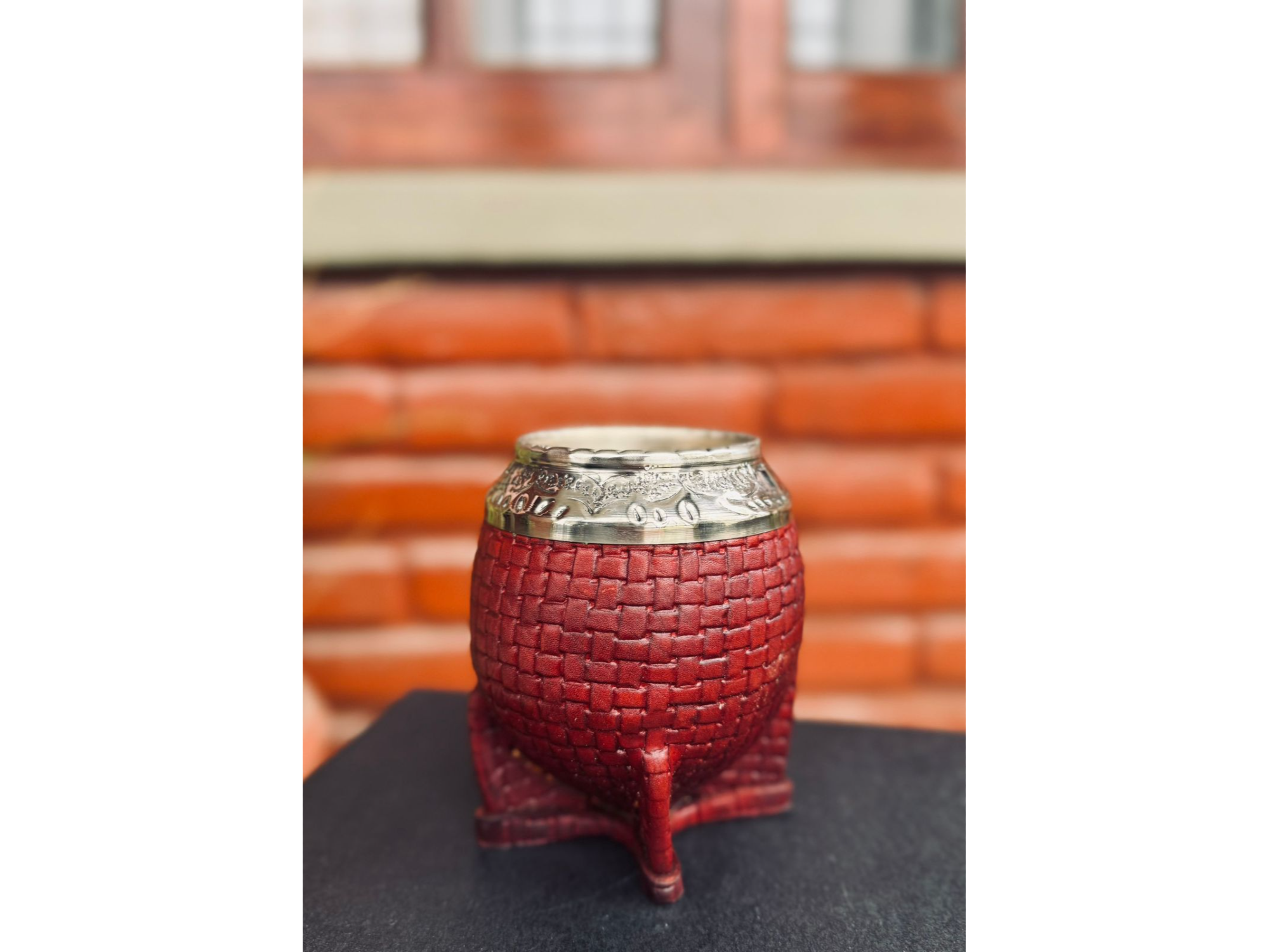 Mate torpedo cuero croco marron