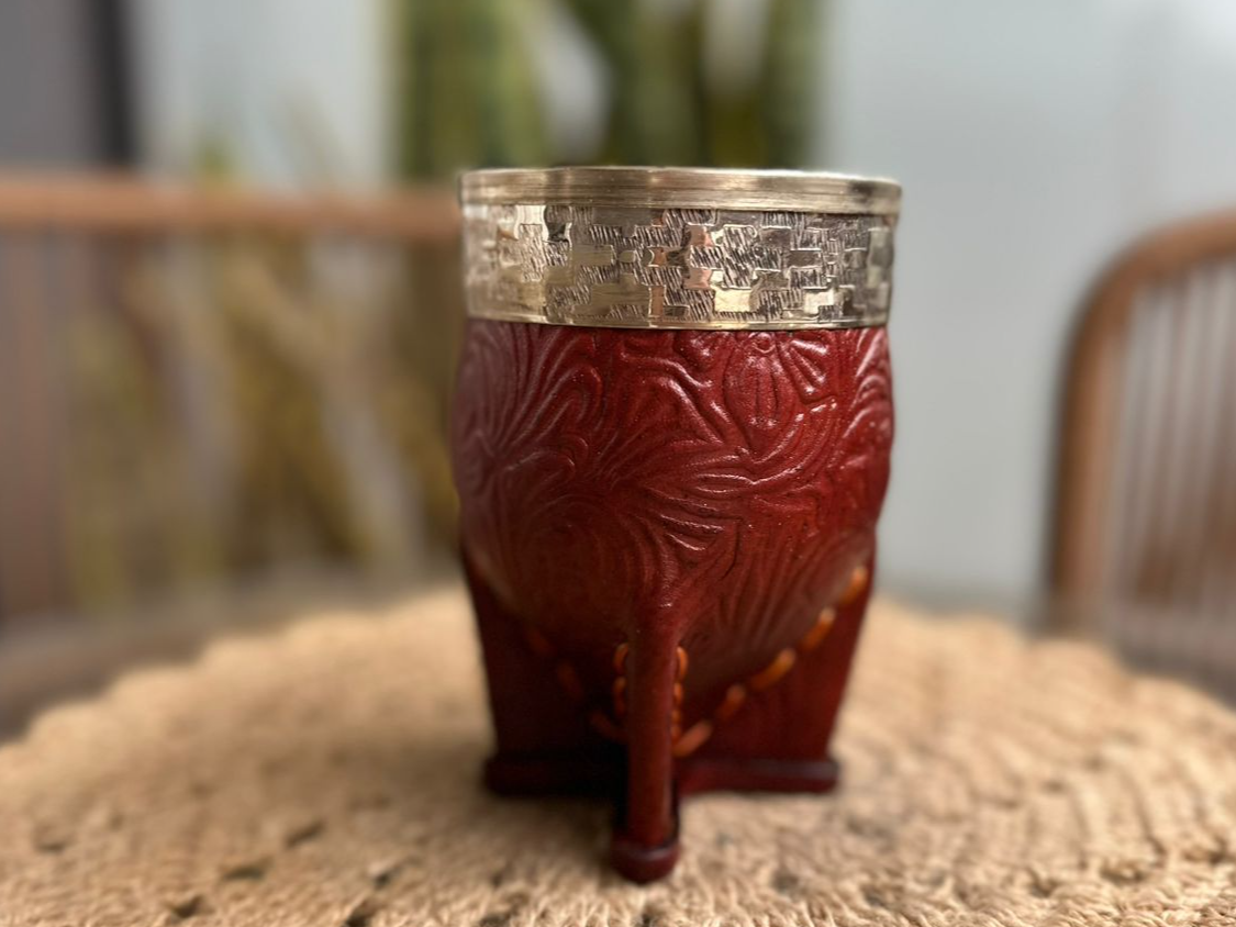 Mate Imperial Cuero Repujado Marron