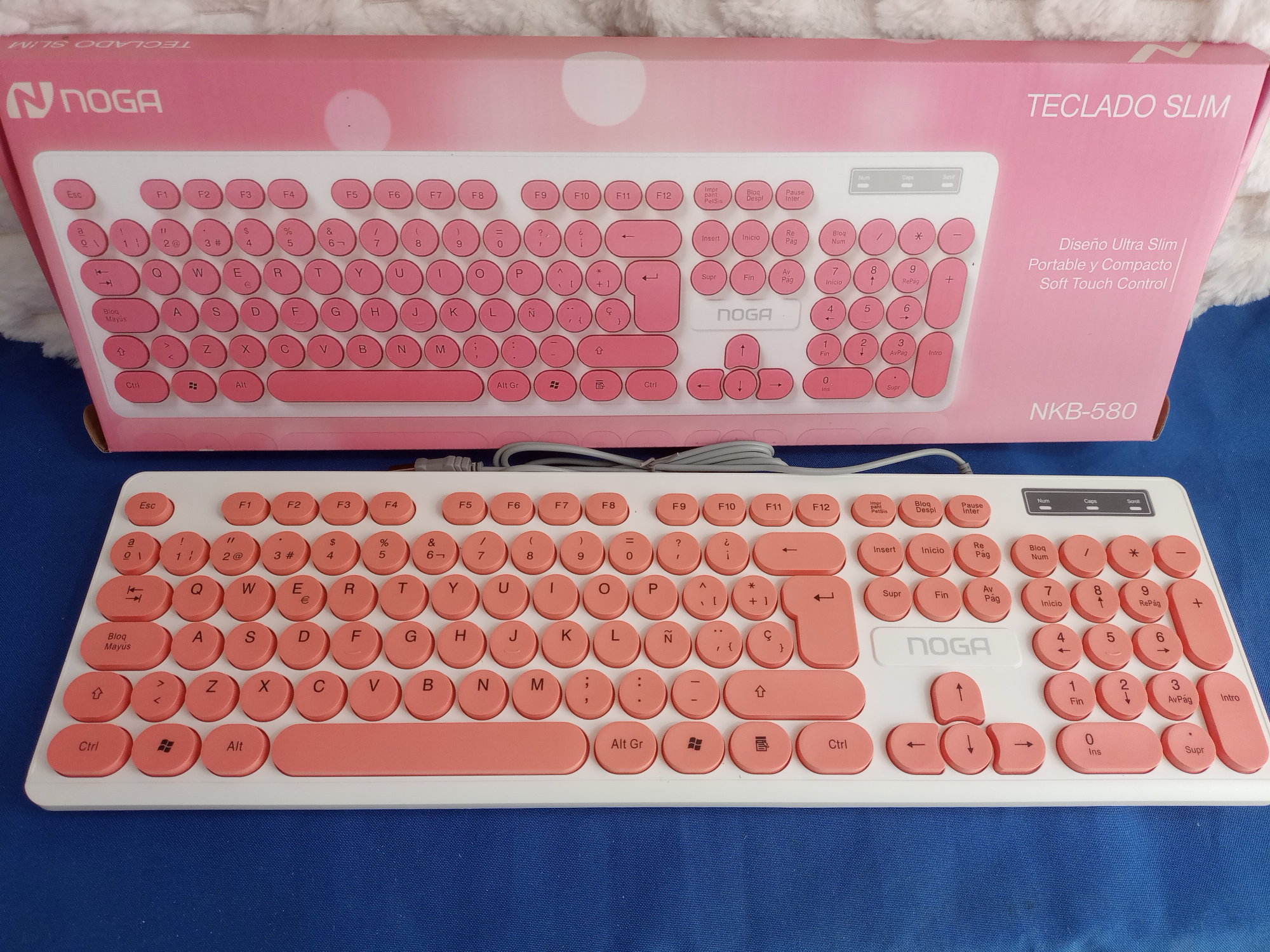 Teclado Usb Diseño Slim Nkb-580 Noga Teclado Rosa Idioma Esp