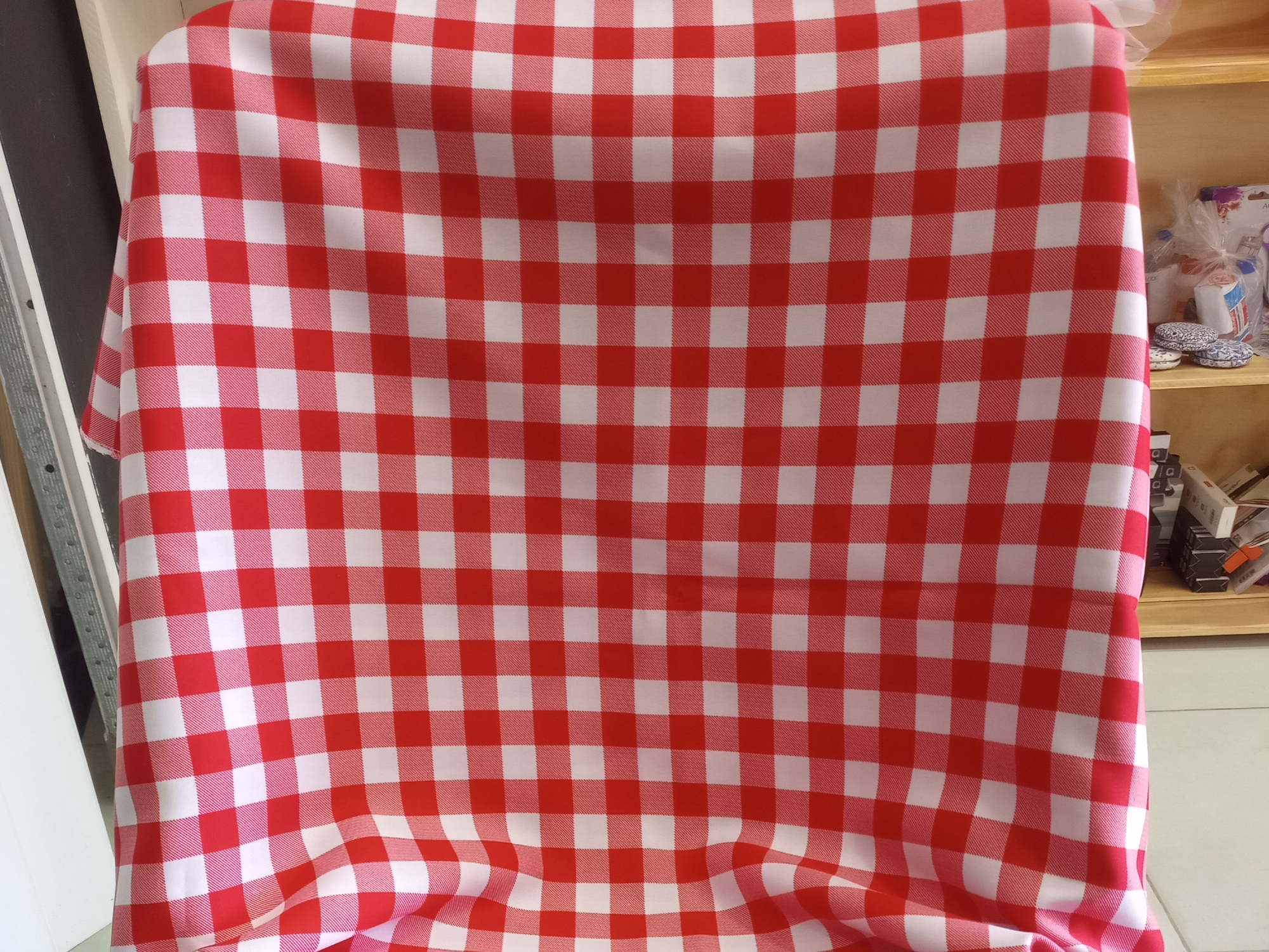 MANTEL DE TELA CUADRILLE ROJO