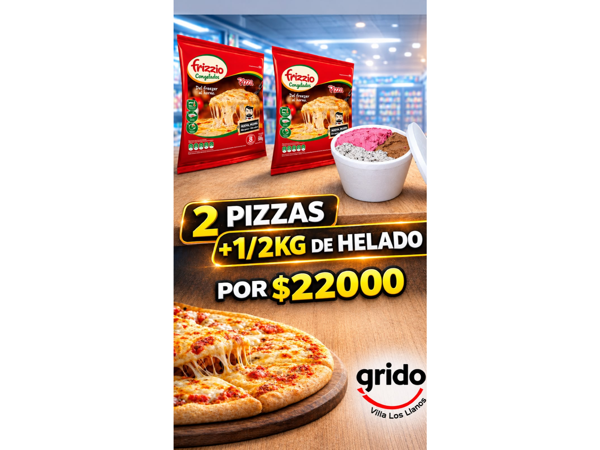 PROMO 1/2 KG+2 PIZZAS