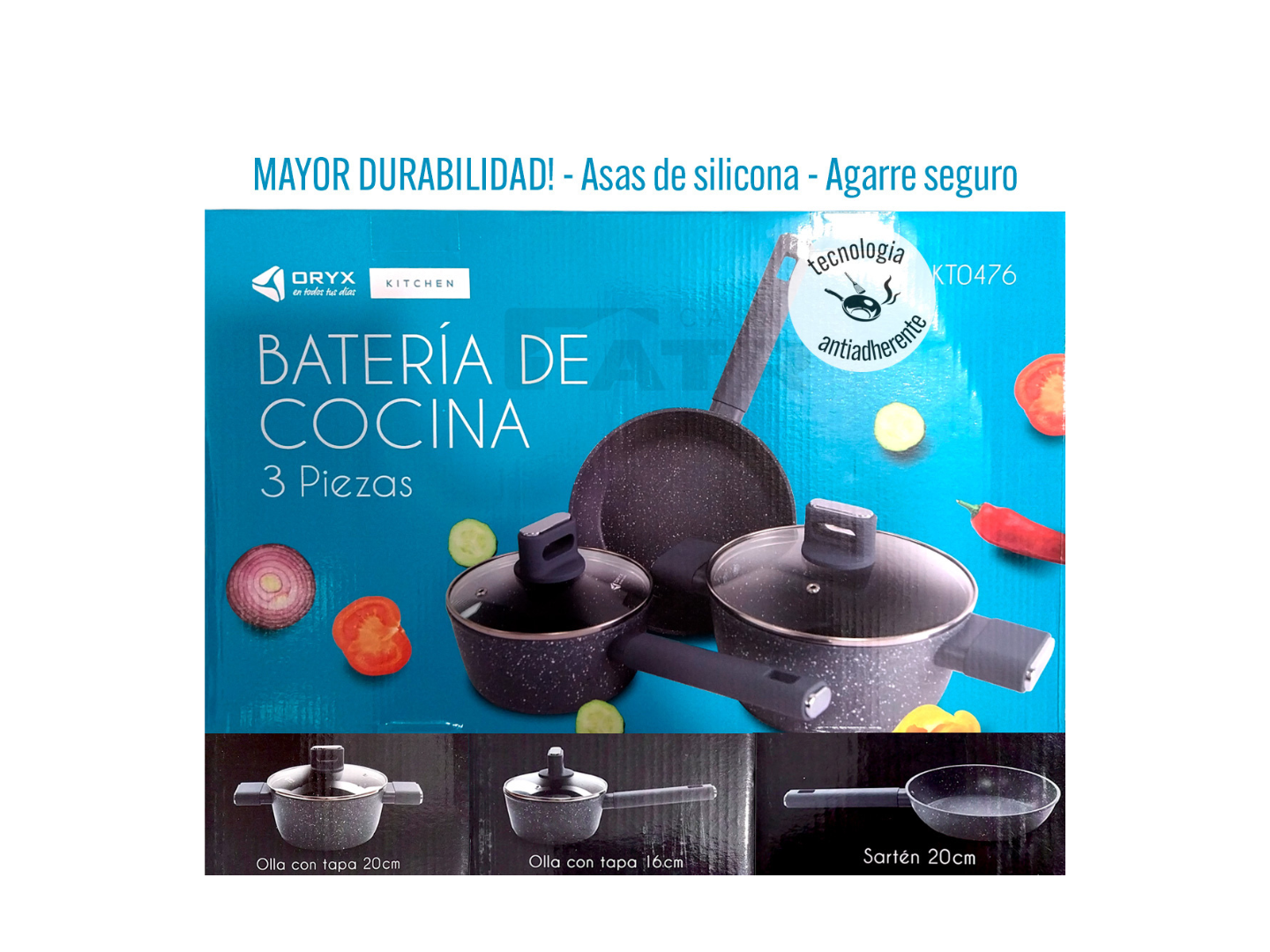 Juego de Olla 3pc Antiadherente