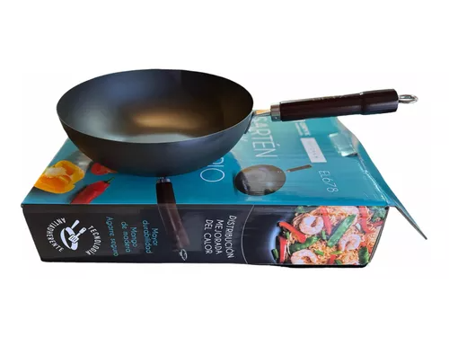 Sarten wok giratorio mango de madera 28 cm