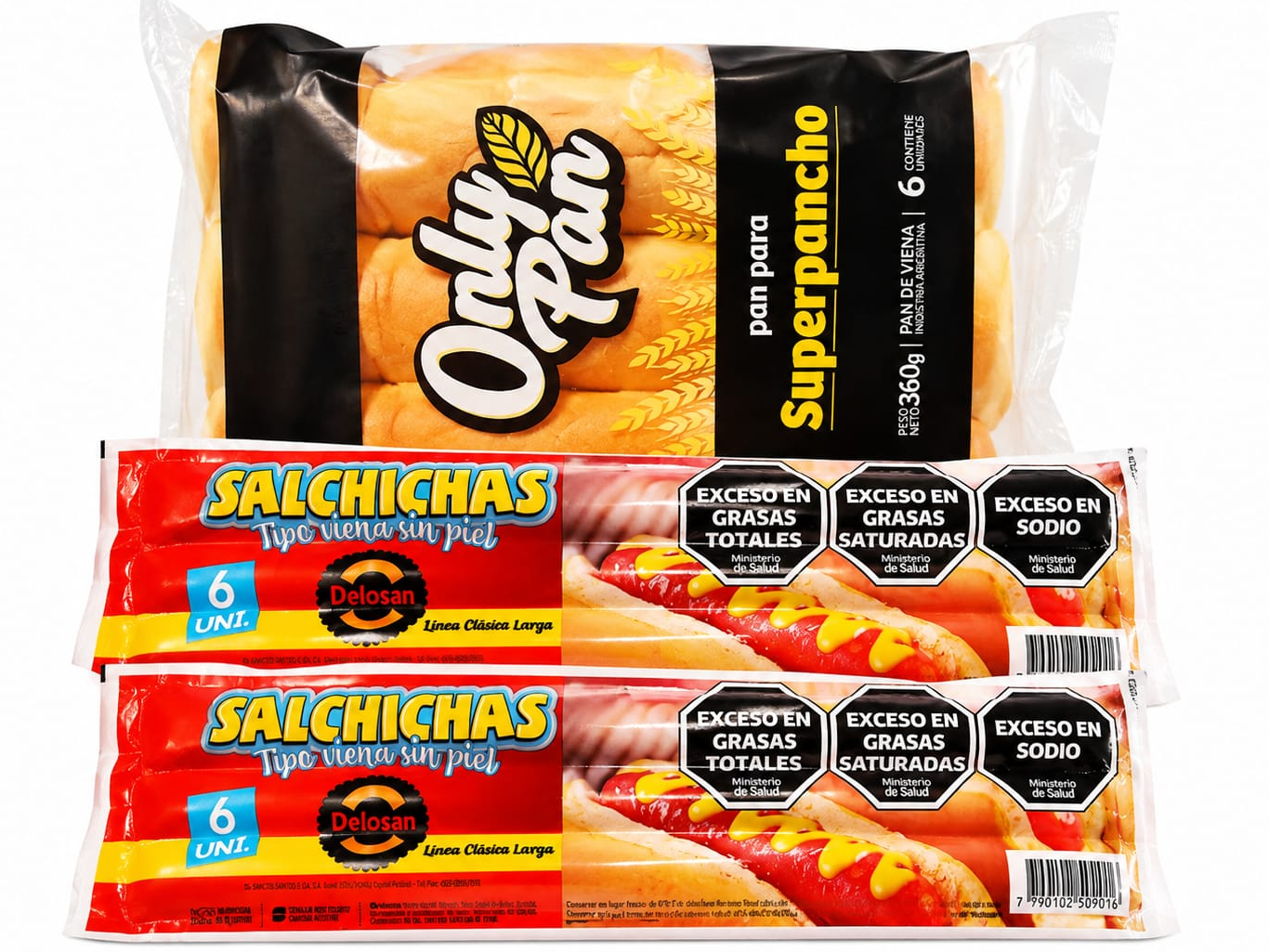 36 Salchichas Largas + Pan + 1 Aderezo