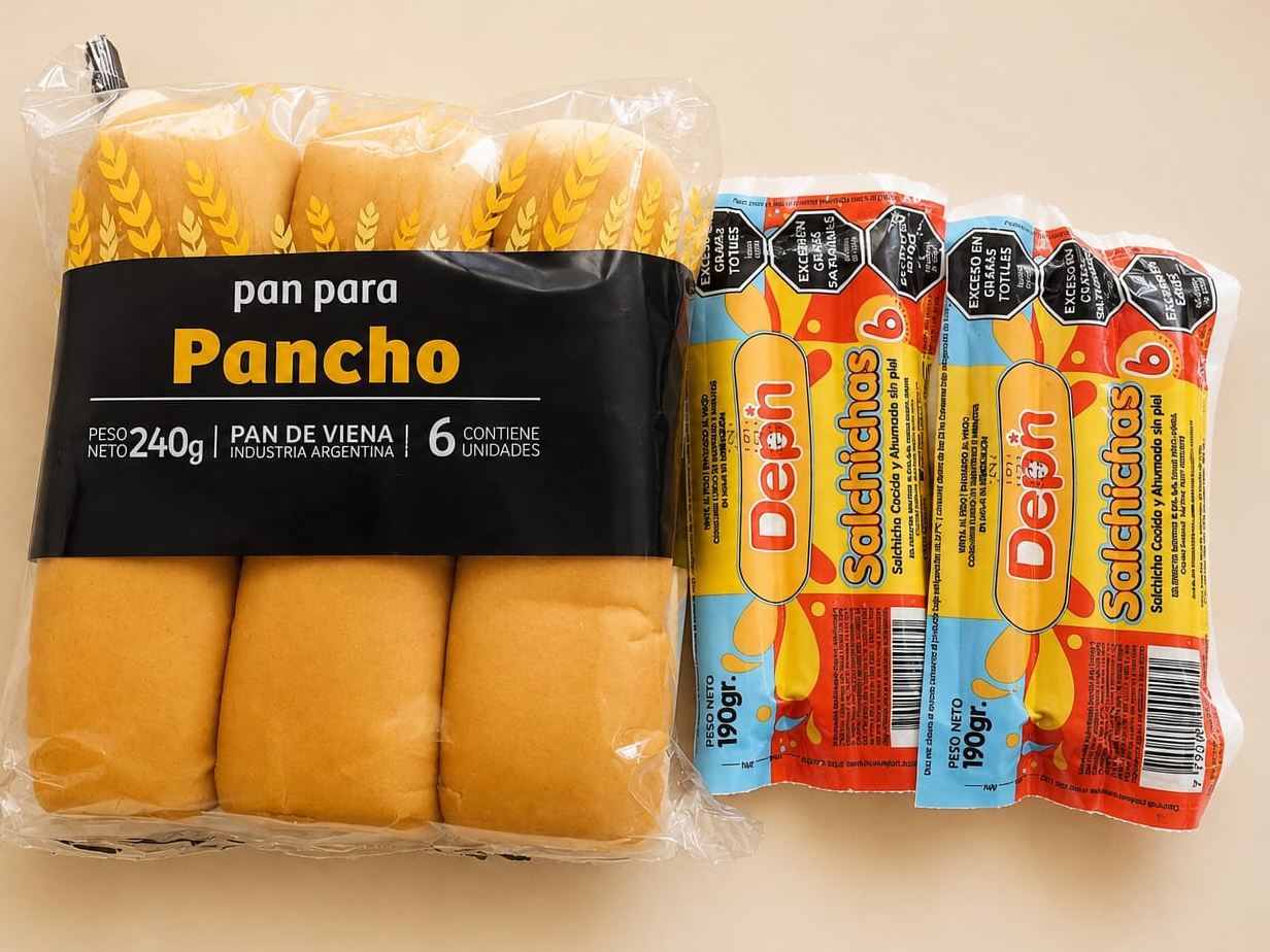30 Salchichas Cortas + Pan + 1 Aderezo