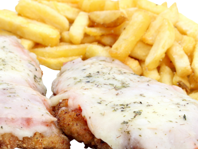 MILANESA NAPOLITANA CON PAPAS FRITAS