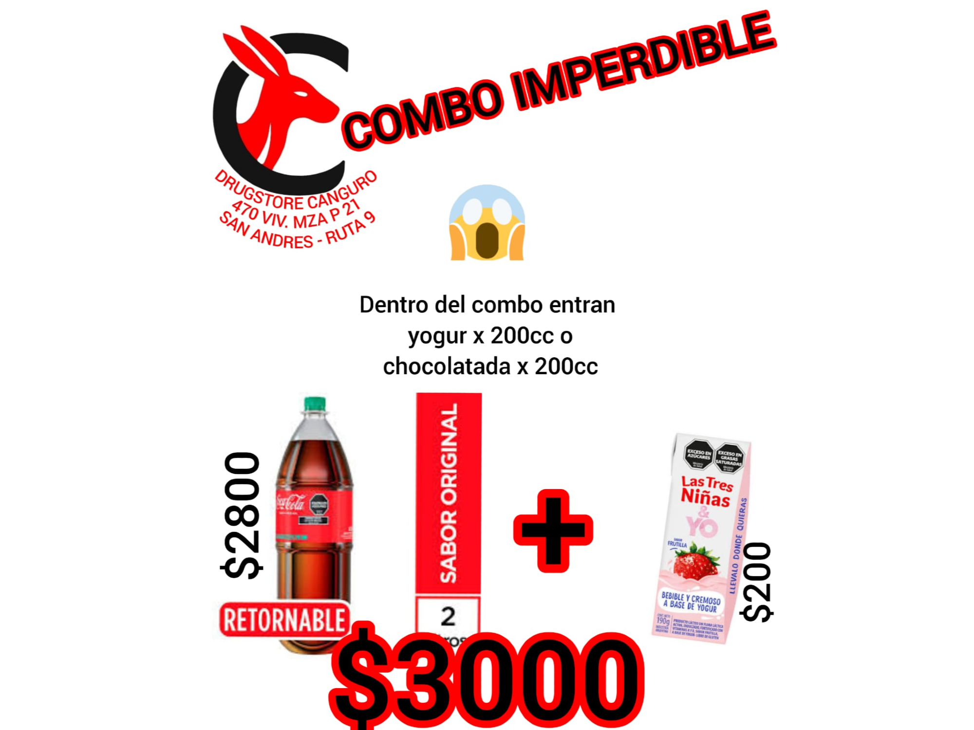 COMBO COCA COLA X 2LT RET + 1 YO L3N X 200cc