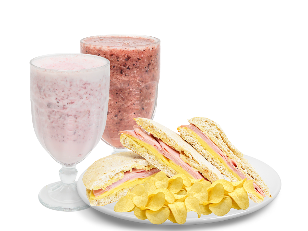 2 LICUADOS O SMOOTHIES + TOSTADO EN PAN ARABE