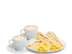 2 CAFES DOBLES + TOSTADO EN PAN ARABE