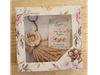 Llavero pompón y madera + cajita flores