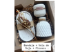Set de regalo ( floreritos+ flores+ vela de soja+ bandeja )