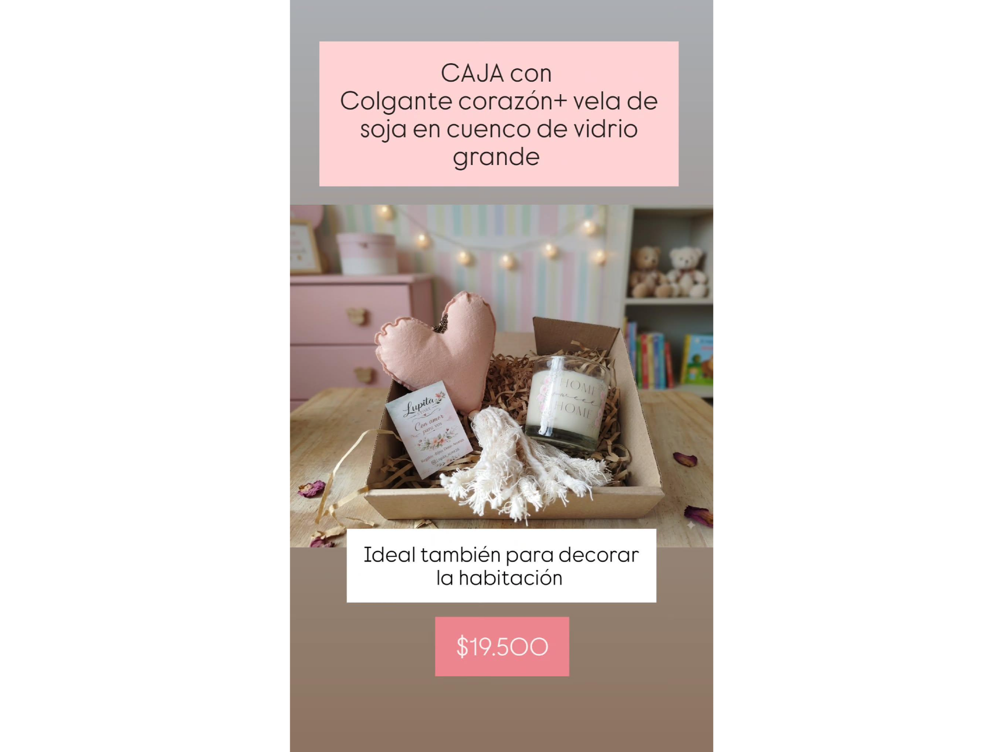 Set colgante corazón+ Vela de soja decorativa