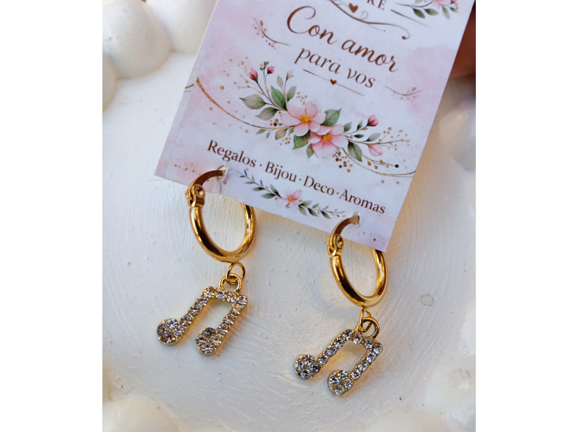 Aro argollita nota musical strass