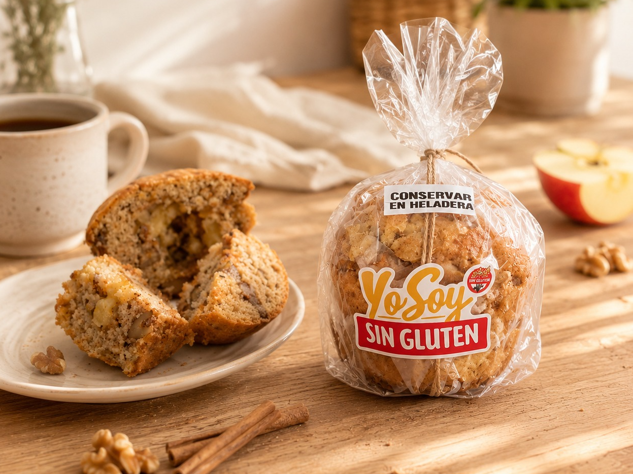 Muffins de manzana nuez y canela sin gluten